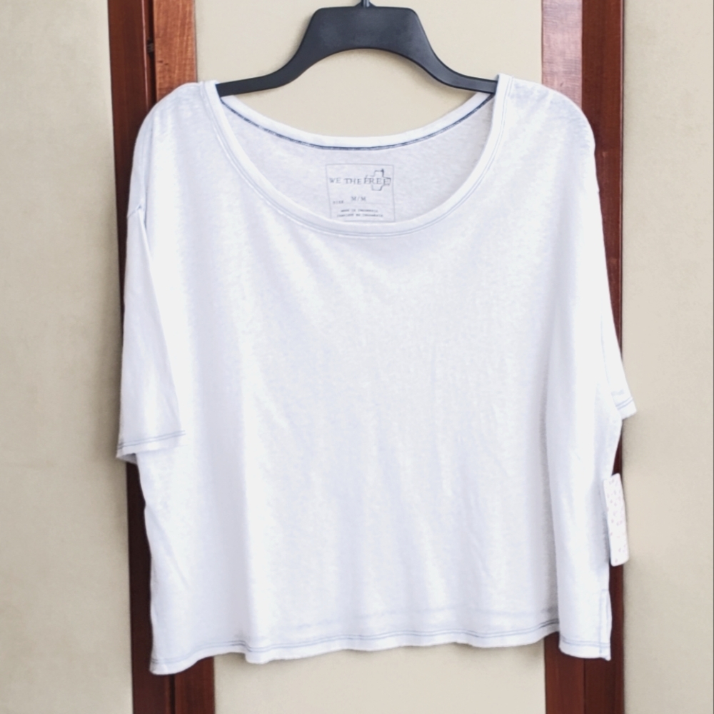 We The Free Raw Hem Scoop Neck Crop Top M